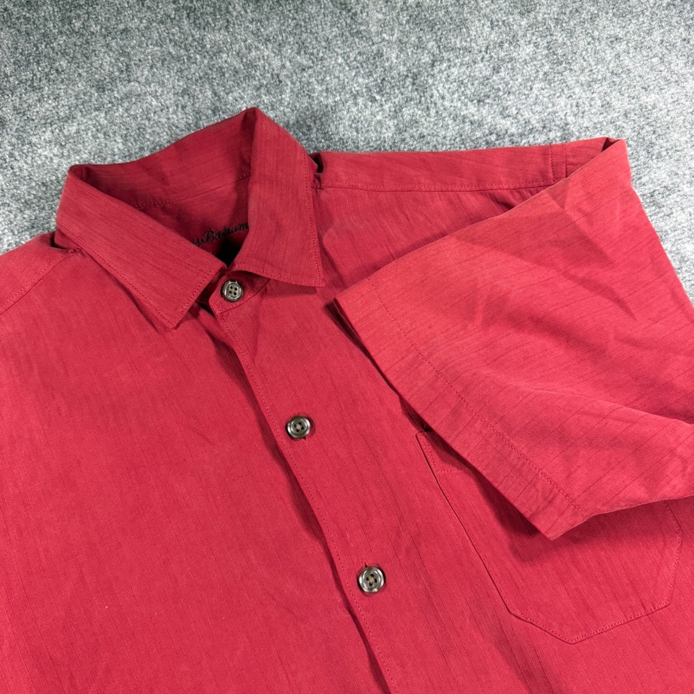 Tommy Bahama Silk Button Down Shirt Mens Large Vibrant Red Tropical Island